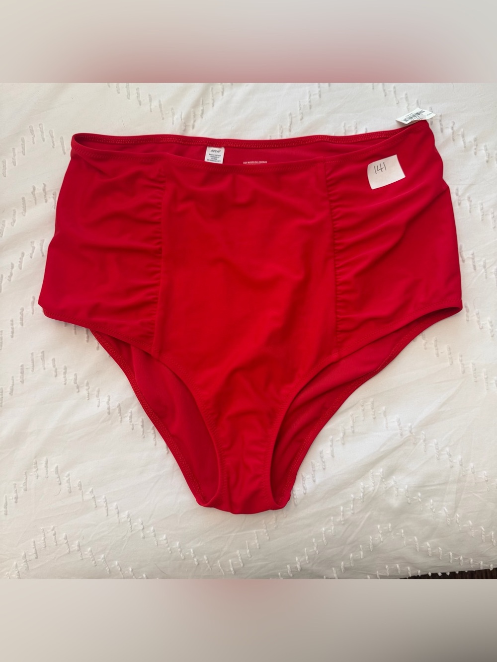 aerie High-Waisted Bikini Bottom in Bright Red
